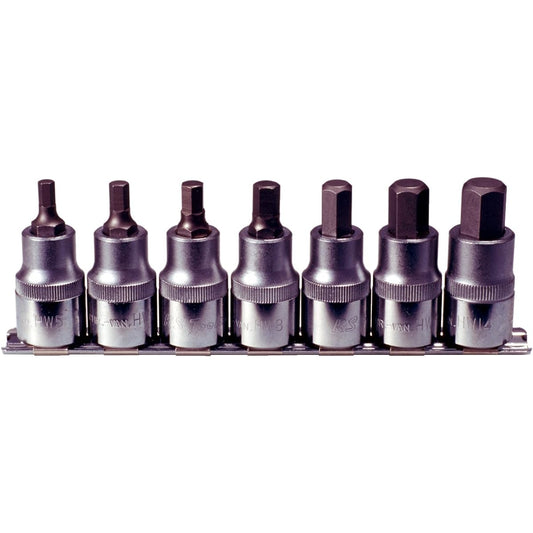 KS TOOLS 1/2" Bit socket set hexagon short 7 pcs 911.1320