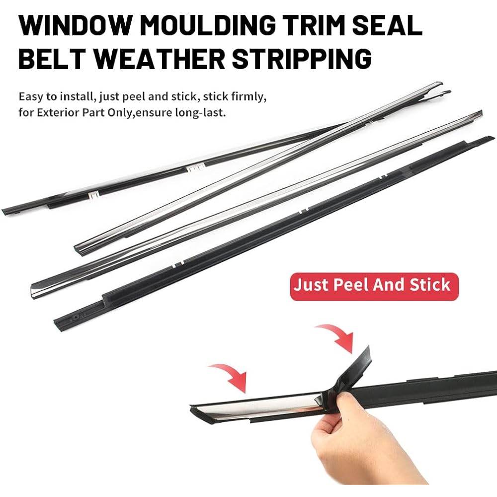 NEWSMARTS Weather Strip Weather Strip Windout Trim Toyota Tandra CREWMAX 2007-2018 Window Seal Outside Parts for 2019