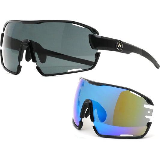 [Afit] Sports Sunglasses, Men's, Polarized Sunglasses, Polarized Lenses, Clear Lenses, 2 Types of Lens Set ADJUSTER AF-805