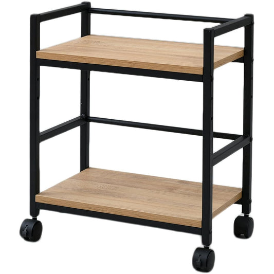 [Yamazen] Wagon with casters, Width 50 x Depth 29.5 x Height 60.5 cm, Compatible with A4 files, Adjustable top plate height, Assembly product, Oak/Sand Black MUD-50 (OAK/SBK)