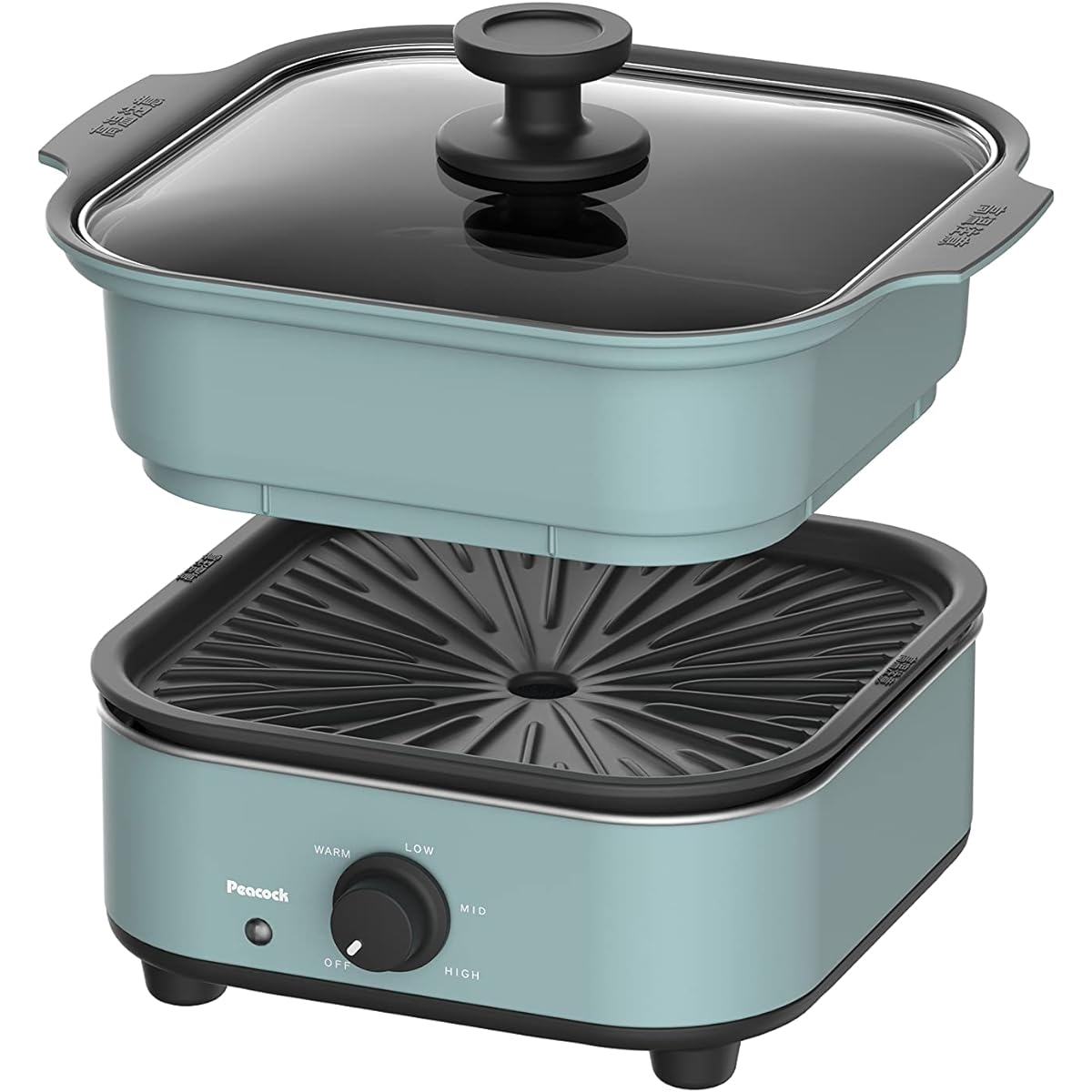 Peacock Thermos Industry Co., Ltd. Hot Plate Electric Pot Grill Pot Small 2 Piece Type Pot Yakiniku Plate for 2 People WGV-A60 ASM