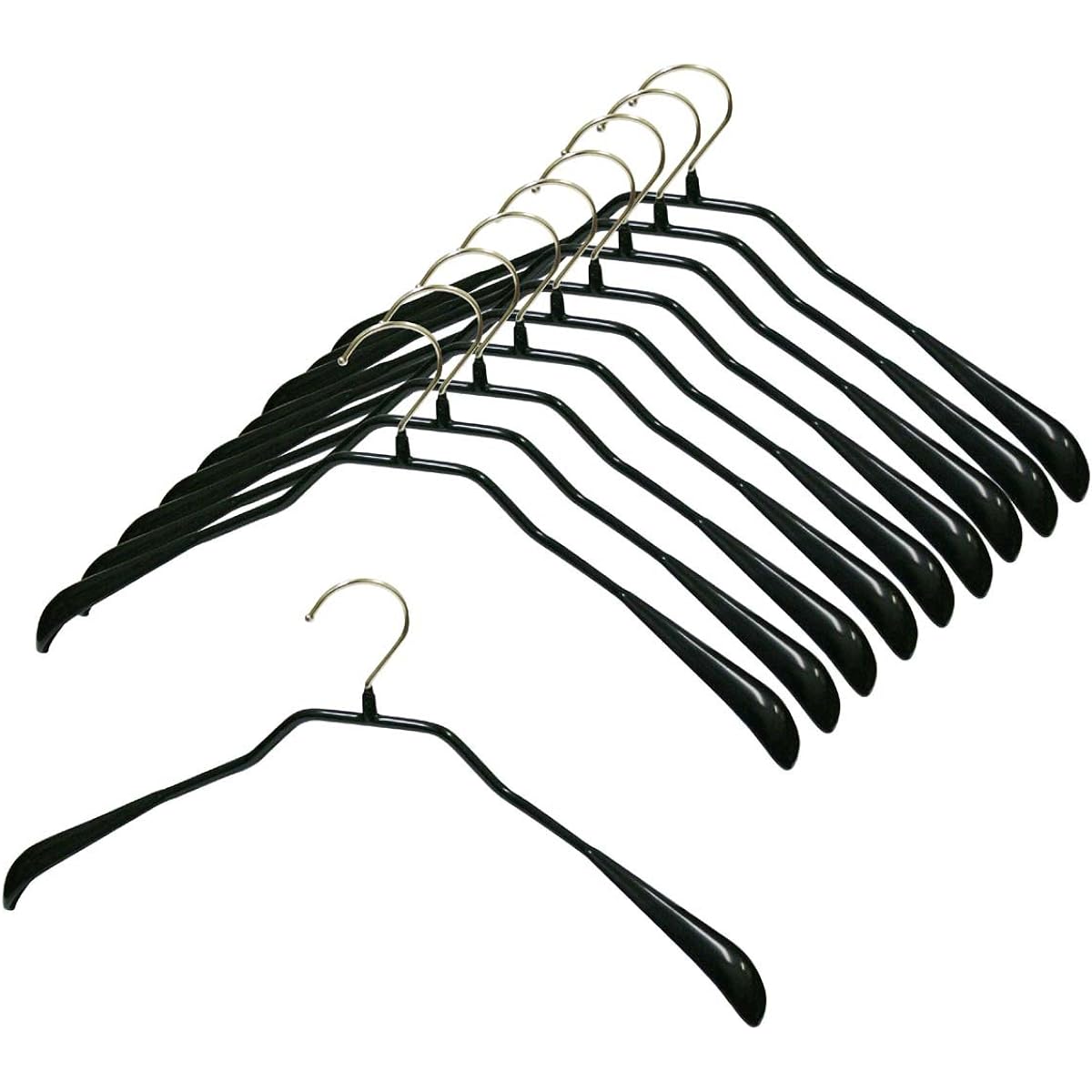 Mawa Non-Slip Hanger "Body Form 42" for Suits and Coats (Women's M Men's S/M Size) Black MA4411 Set of 10