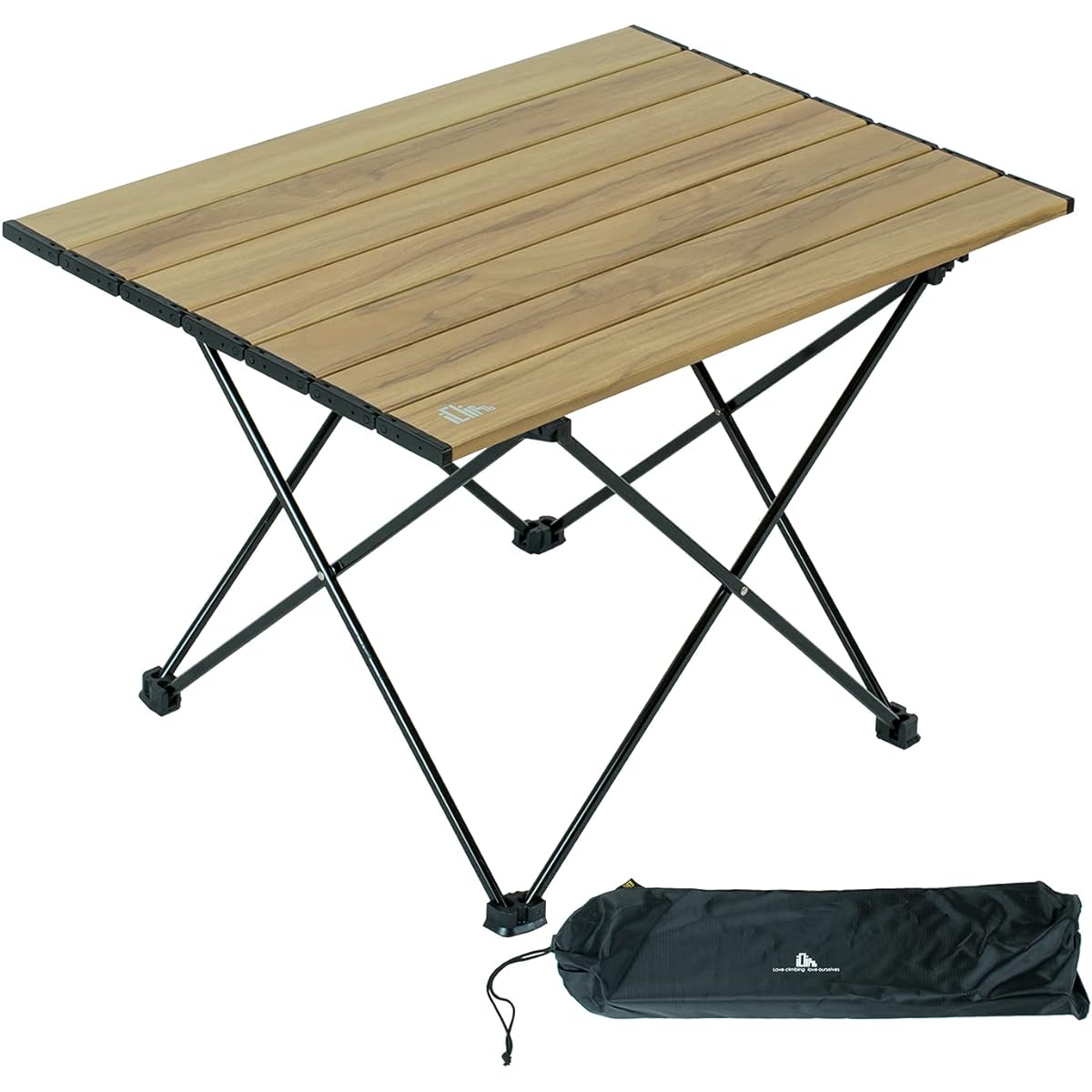 iClimb Outdoor Table, Mini Low Table, Camping Table, Folding Table Made of Aluminum, Load Capacity 30kg, Ultra Lightweight, Compact Solo Camping, BBQ, Climbing, Touring, Storage Bag Included (Nature-L)