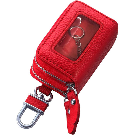 [AWESOME] Smart key case double zipper type with clear window Red ASK-CMW006