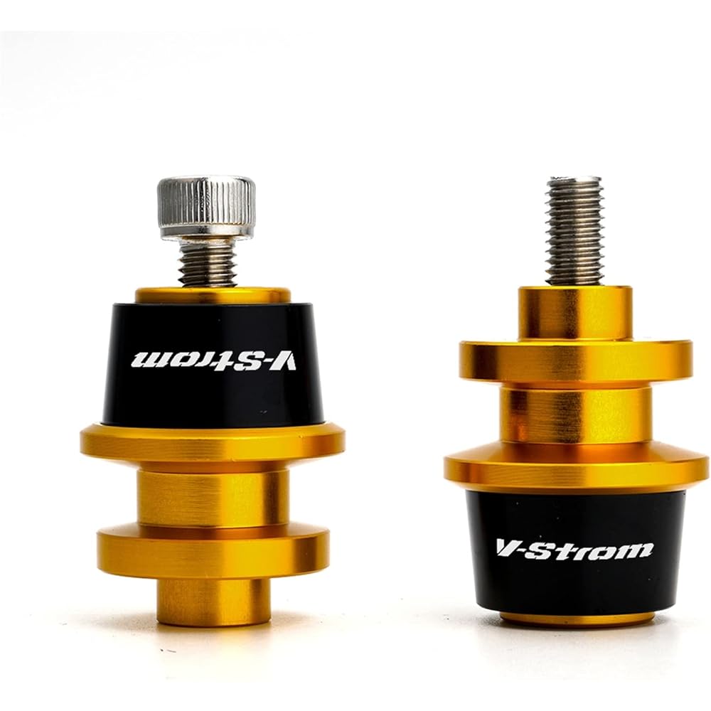 Uminino M8 Swingarm Slider Spool Stand Bobbin CNC Aluminum Alloy Fits Suzuki V-Strom 650 V-Strom650 VSTROM Swingarm Slider Spool (Size: X Gold)