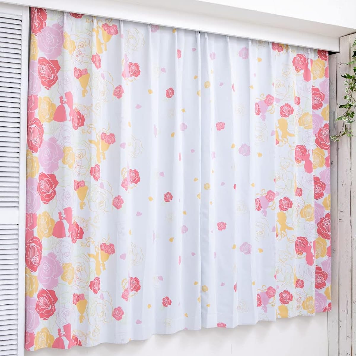 Disney Beauty and the Beast Belle 2nd Class Blackout Thermal Curtains + Lace Curtains Set of 4 Width 100 x 178cm Length SB-630-D/SB-631-D