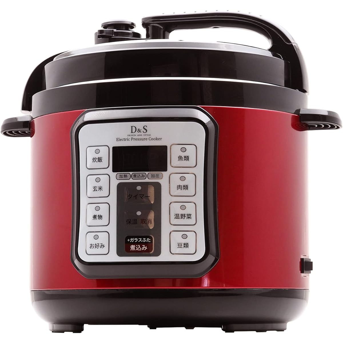 D&S Electric pressure cooker for easy cooking, just add ingredients and press the timer, 4.0L, red, electric pressure cooker, easy to pressure cook, with timer function, comes with a glass lid that can be reheated STL-EC50R
