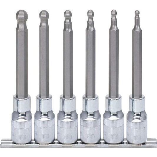 KS TOOLS 1/2" CHROMEplus Bit socket set hexagon long 6 pcs 5-12mm 918.1665