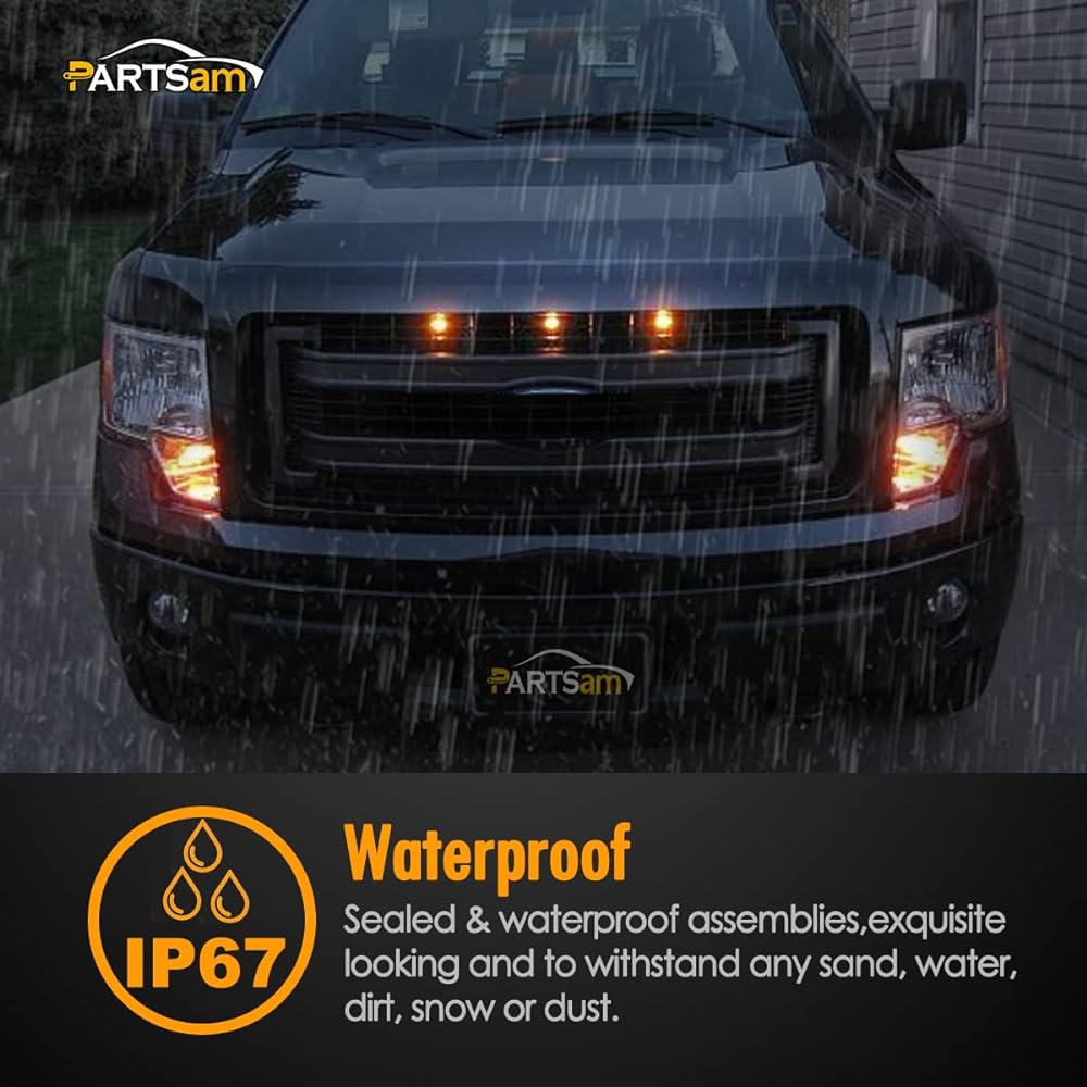 PARTSAM 10 pieces 3/4 inch round Amber trailer LED marker light 3 Wire Winker Light Clear Light Glomet Mount Pickup Track Troller Truck Side Marker Light sealed waterproof 12V