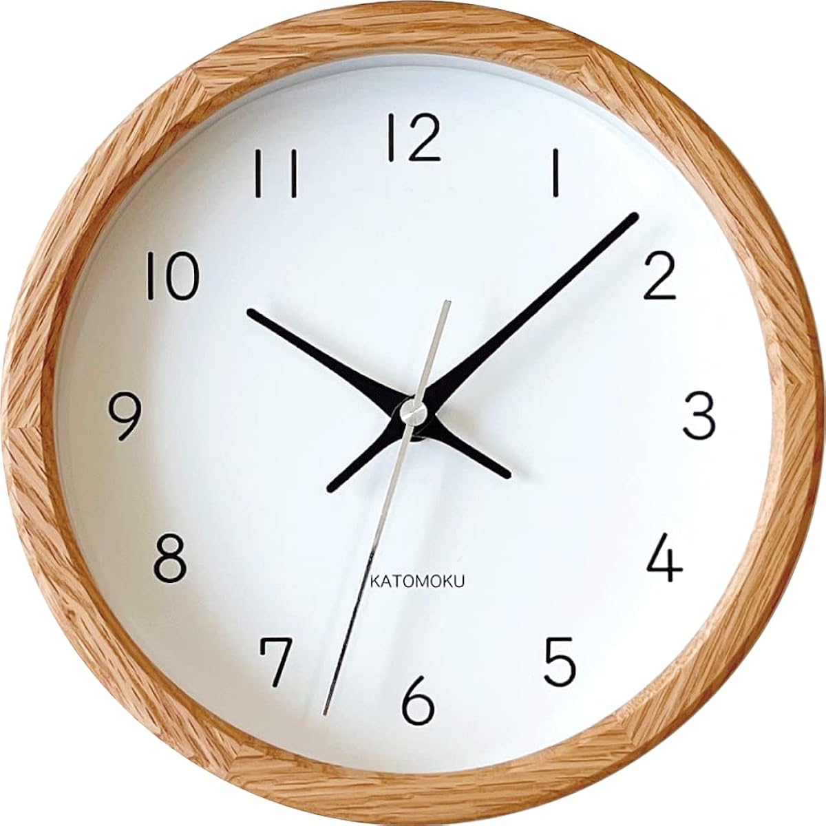 KATOMOKU Muku Clock 13 Oak Radio Clock Continuous Second Hand km-130OA φ220mm (Radio Clock)