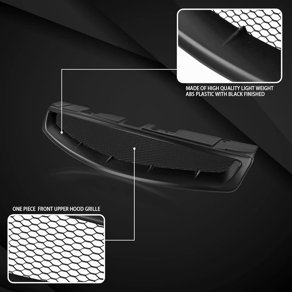 AUTOZENSATION INFINITI G35 2DR Couple 2003-2007 ABS Black Front Food Mesh Grill