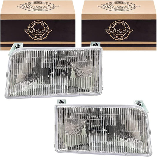 BROCK replacement driver and headlight for passenger seats 1992-1996 F150 Pickup truck F2TZ13008B F2TZ13008A