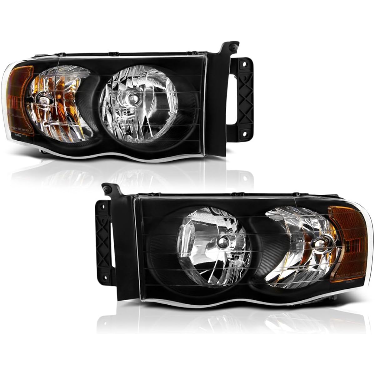 VIPMOTOZ Black Housing OE Style Head Light Head Lamp Acemburi 2002-2005 Dodge Lamb 1500 2500 3500 Pickup truck driver seat & passenger seat side