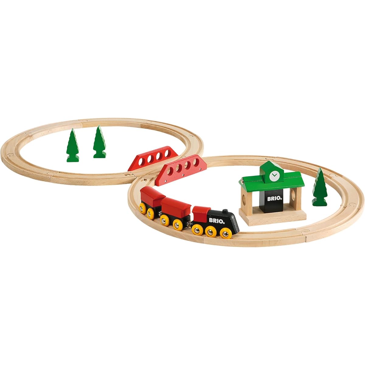 BRIO Classic Rail Figure 8 Set [Total 22 Pieces] Ages 2 and up (Train Toy Wooden Rail) 33028