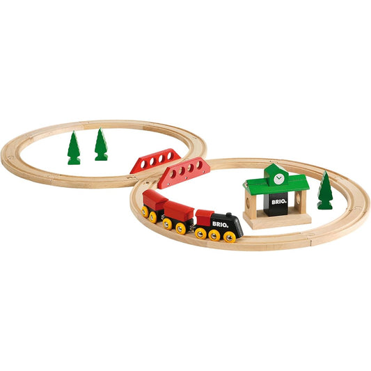 BRIO Classic Rail Figure 8 Set [Total 22 Pieces] Ages 2 and up (Train Toy Wooden Rail) 33028