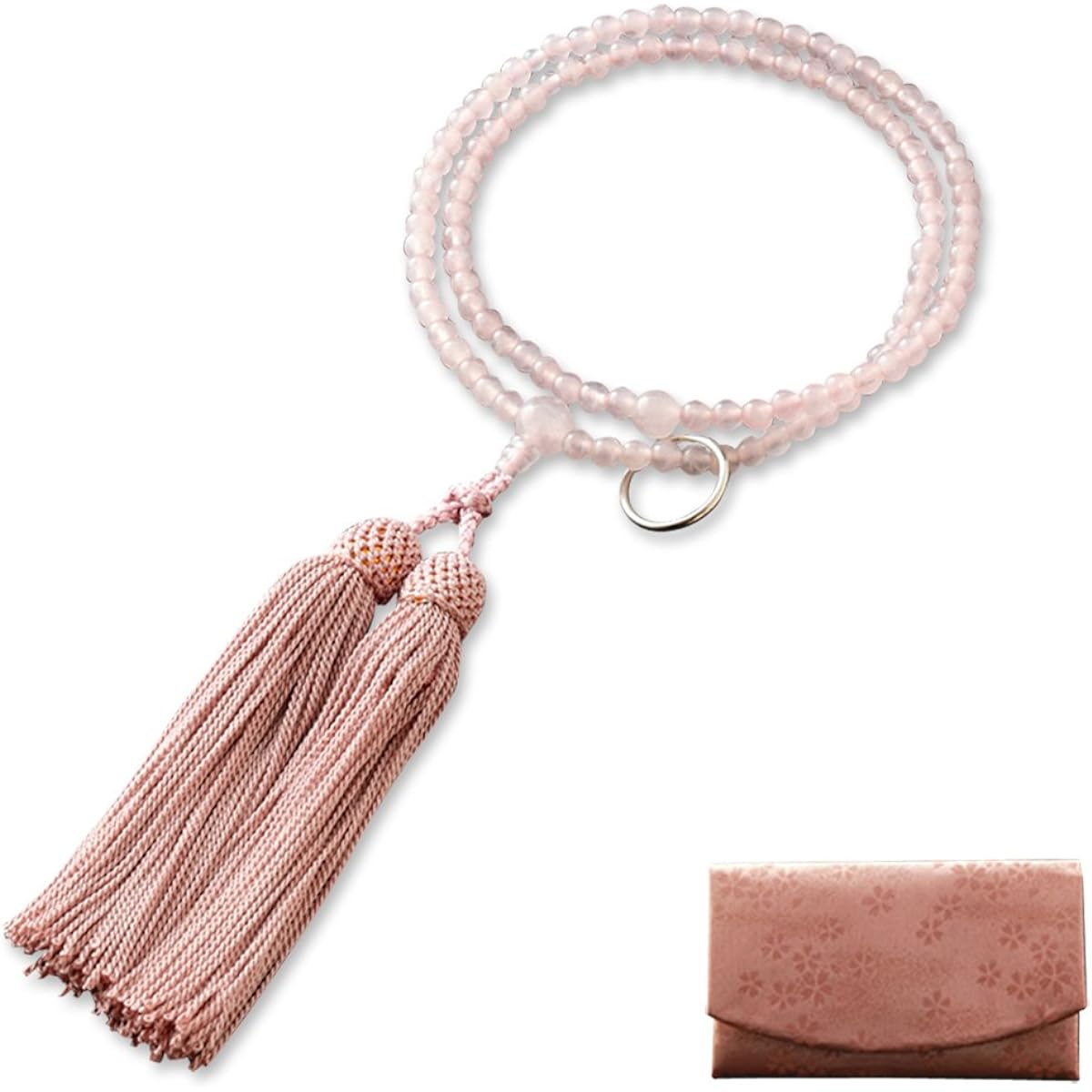 Kyoto Buddhist Altar Hayashi Prayer Beads Soto Zen Rose Quartz (For Women) Official Ceremony [Bead Bag Set] SW-102 Kyoto Prayer Beads