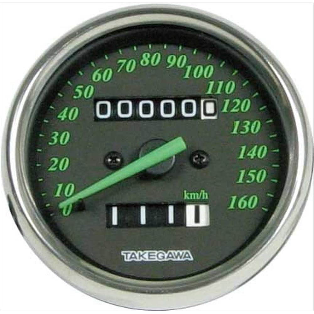 Special Parts TAKEGAWA Black & Green Speedometer 6V/12V Vehicle Universal 05-05-0090