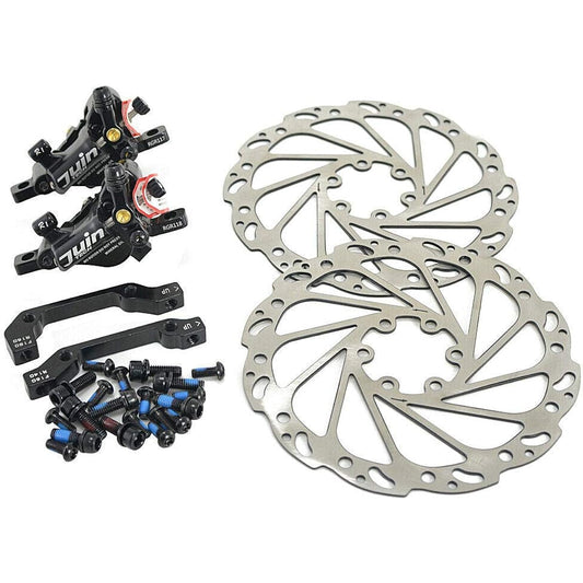 JUIN TECH R1 Hydraulic Road CX Disc Brake set 160mm with Rotor, Front and Rear, Black, JT1902