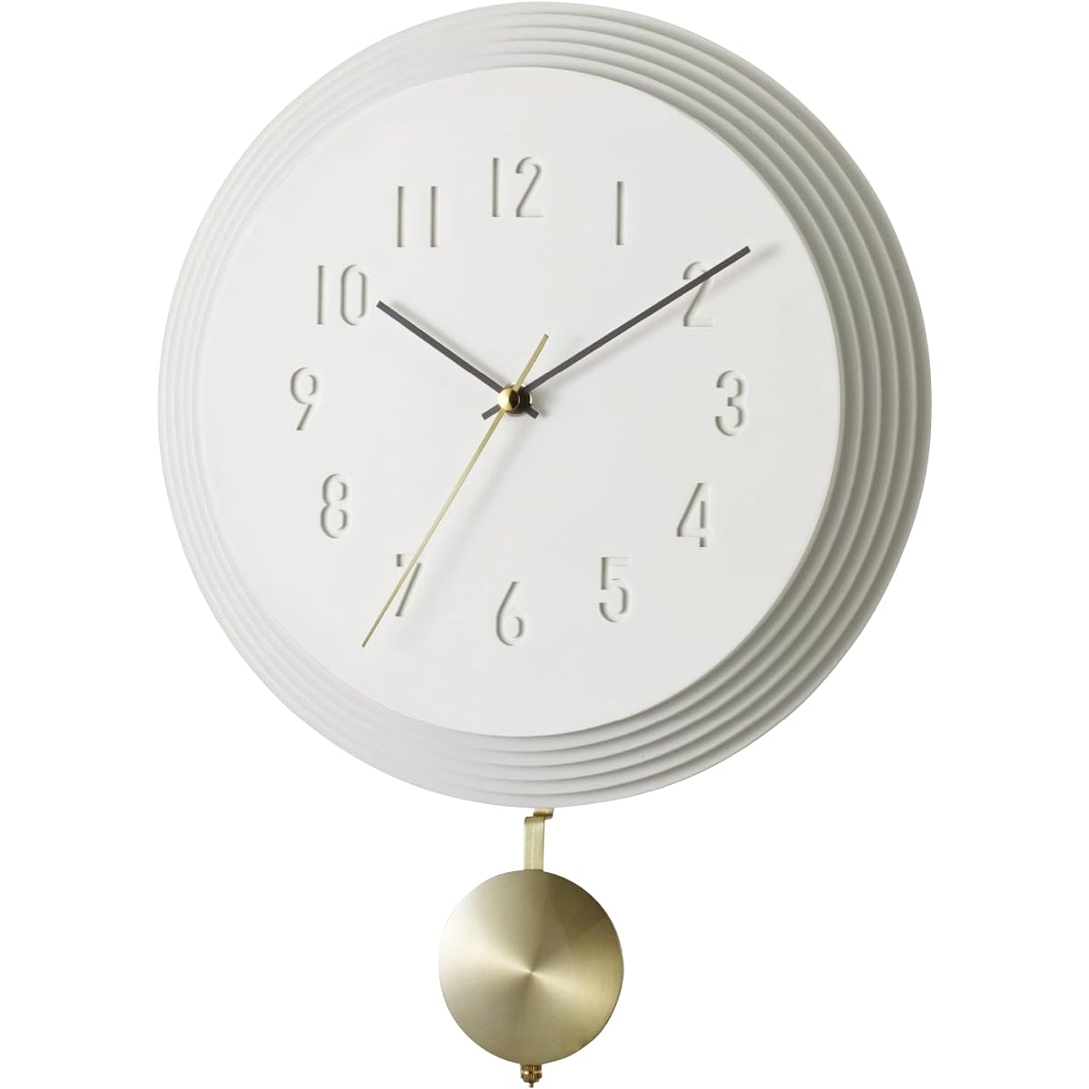 Interform Wall Clock Pendulum Clock Kutamo CL-4260 Off-White Gold Sweep Movement