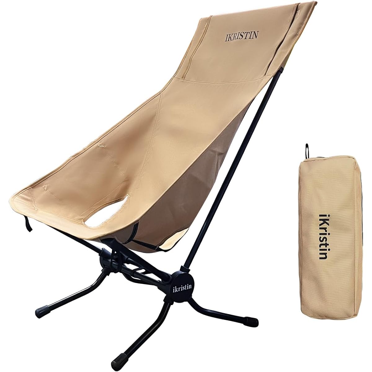 iKristin Outdoor Chair [Fabric 2 Set] [Fillable Pillow] Foldable [Carbide Aluminum] Camping Chair [High Back] Ultra Light Outdoor Chair Compact Chair Chair Load Capacity 150kg Storage Bag Convenient to Carry Fishing Climbing Fabric