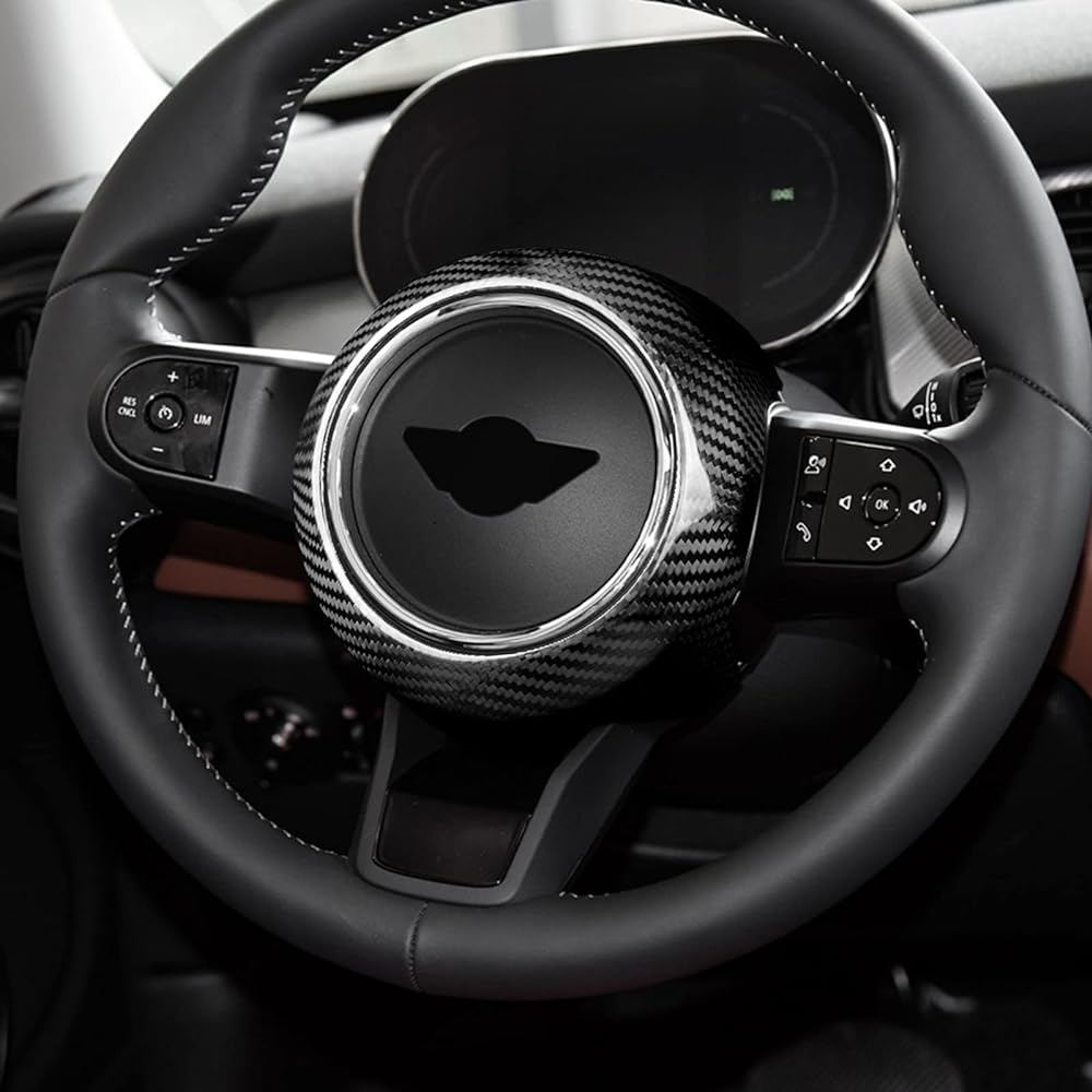 AIRSPEED Accessories Real Hard Carbon Fiber Car Steering Wheel Airbag Cover for Mini F54 F55 F55 F57 F60 Fashion Decal Dress Up Interior Parts Mini Cooper Clubman Countryman Cabrio Interior Panel (Black)