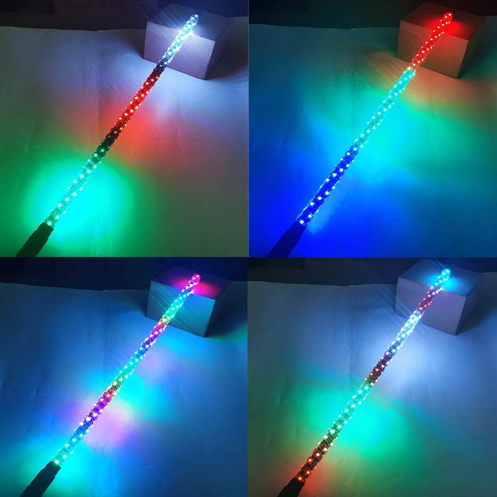BEATTO 4 foot (1.2m) RF remote control RGB LED whipped light d'Ocming/with chasing light LED antenna light off -road vehicle ATV UTV RZR for Jeep Track Dune