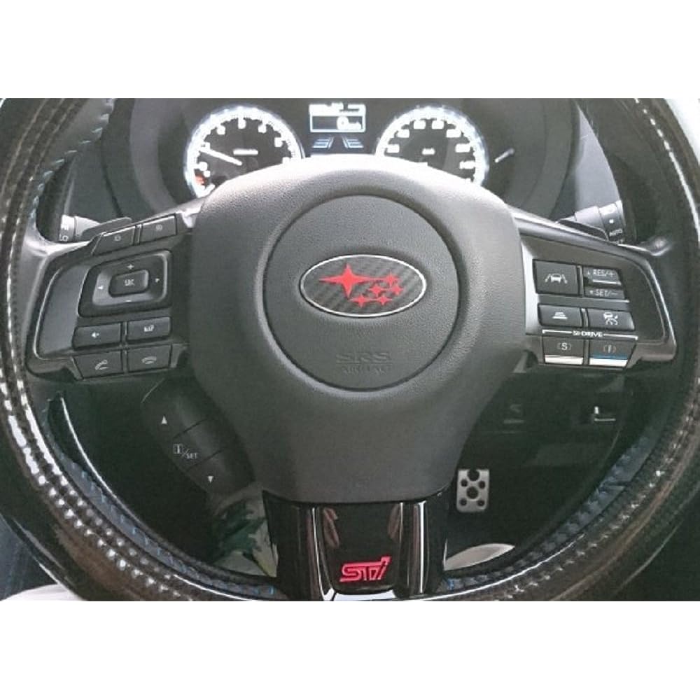 Subaru (Genuine) Steering Logo Plate (Black) Spoke Cover for WRX STI (D Type) Genuine Part Number 34342VA040