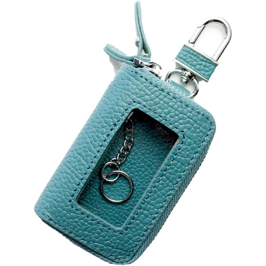 [AWESOME] Smart key case Double zipper type with clear windows on both sides Light blue ASK-2CMW004