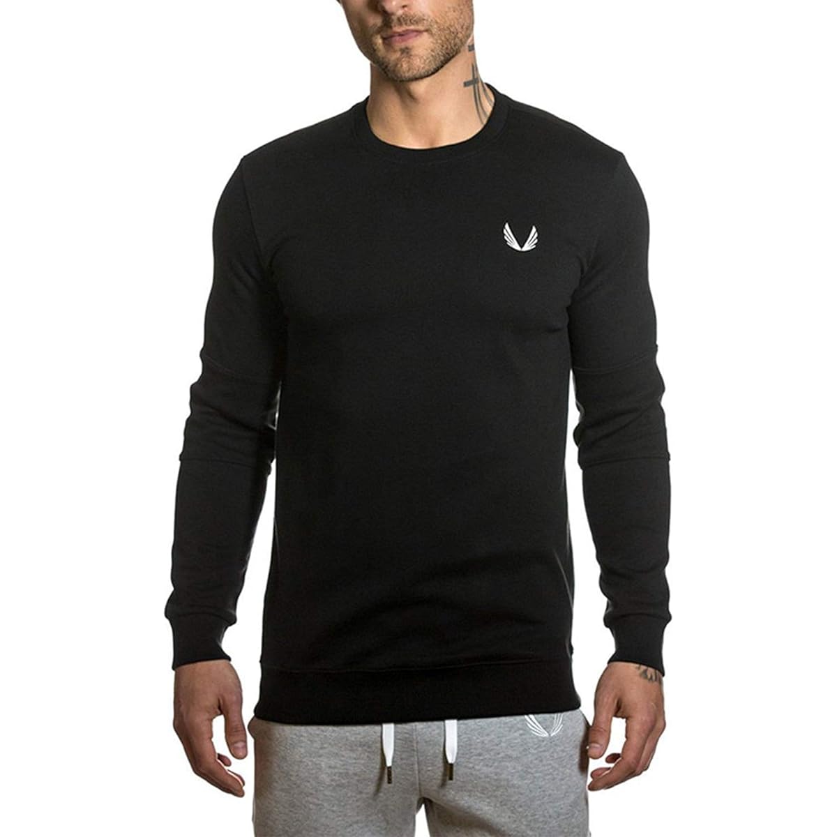 [Manatsulife] Hoodie Sweatshirt Plain Long Sleeve Sweatshirt Men's Fitness Wear Hooded