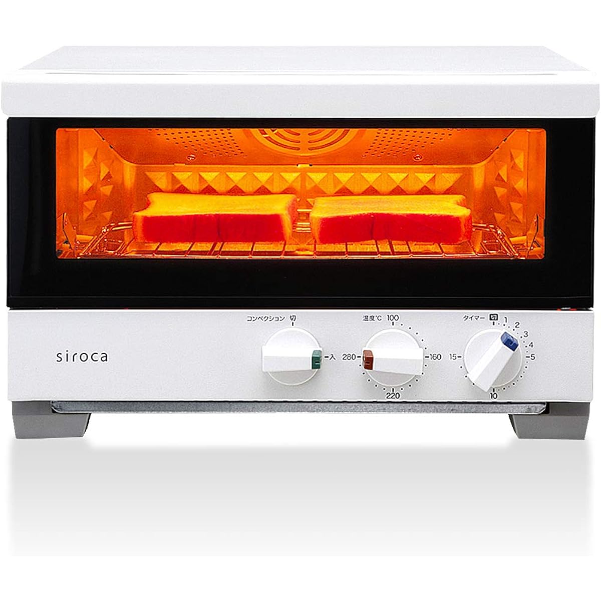 siroca Premium Toaster Oven Speed (2 pieces) ST-2A251 White [Excellent toast in 1 minute/Non-fried cooking/Convection/Oven/Reheating side dishes/Removable door/Recipe included]