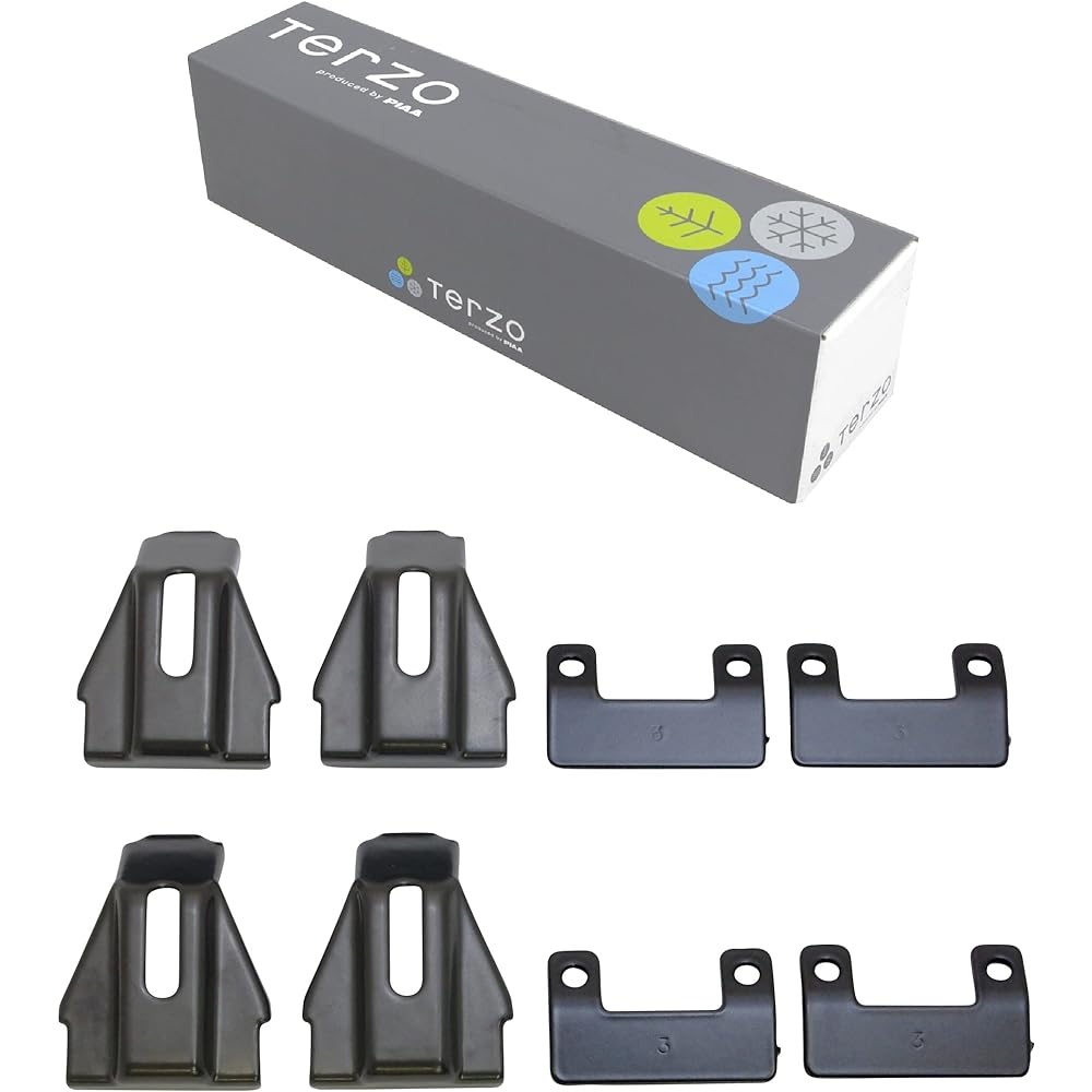 Terzo (by PIAA) Roof Carrier Base Carrier Mounting Holder Set by Car Model 4 Pieces Direct Roof Rail Type Black for Aero Bars [Mitsubishi RVR Outlander Eclipse Cross and Others] SR3