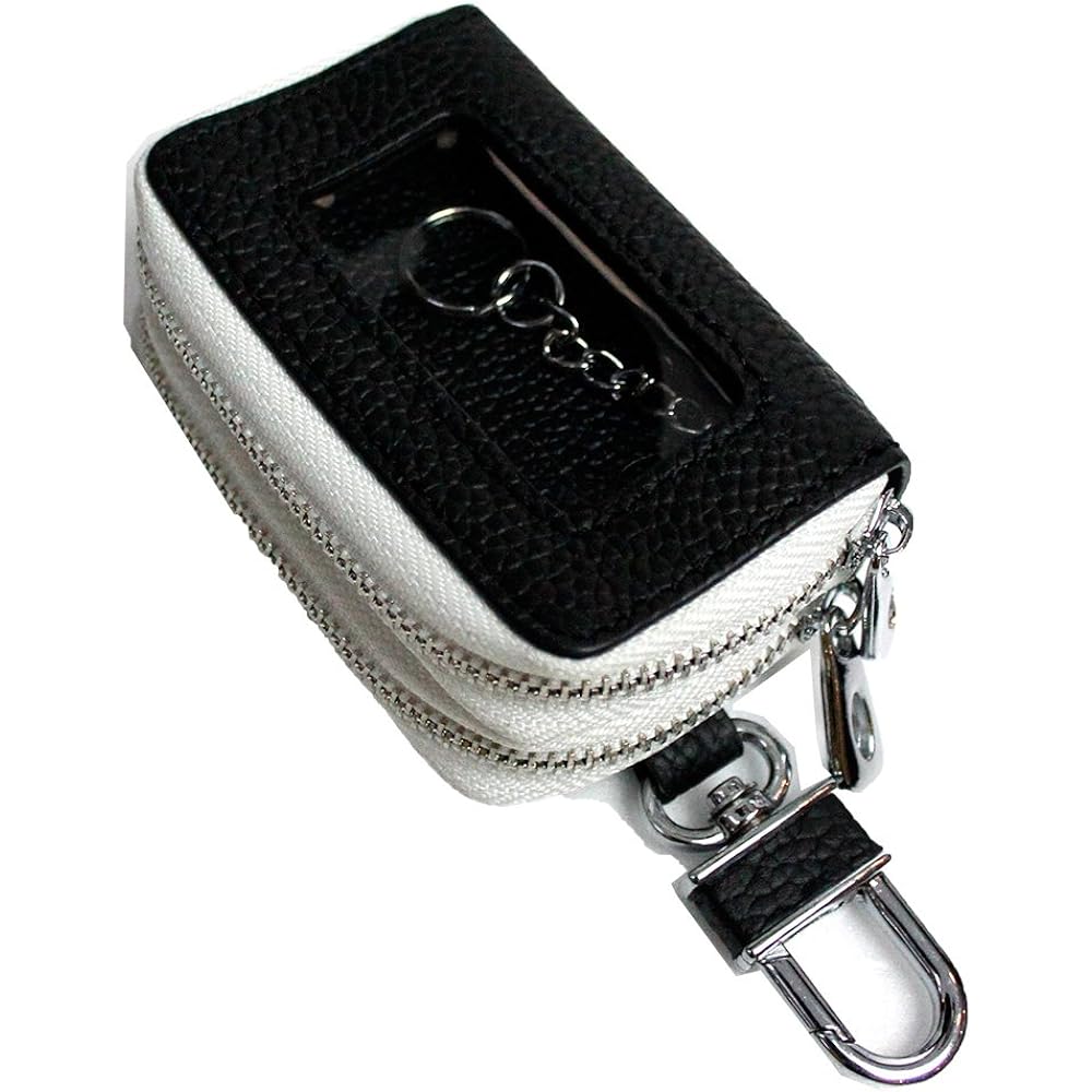 [AWESOME] Smart key case double zipper type with clear window Black x White ASK-CMW013