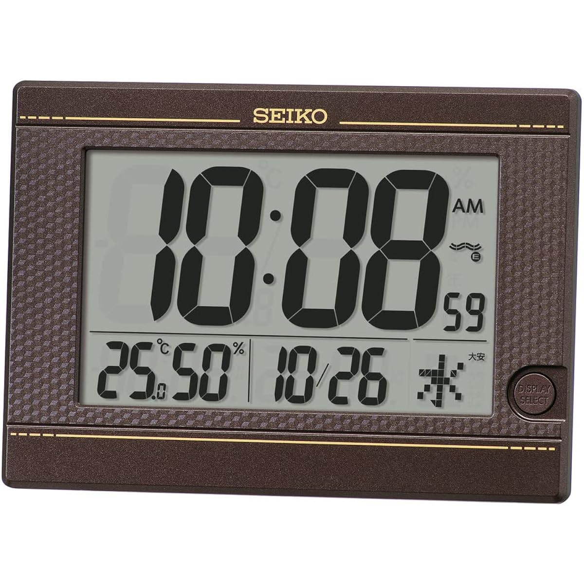 Seiko Clock Table Clock Wall Clock Digital Radio Wave Dark Brown Metallic 150 x 210 x 22mm SQ448B, when using stand: 145 x 210 x 71mm