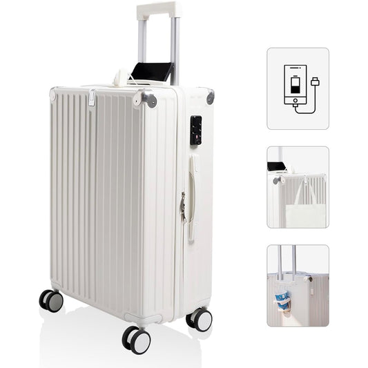 [Rate Travel] Suitcase, Carry Case, Carry Bag, Carry-on, TSA Lock, USB Port Charging Function, Includes Cup Holder, Luggage Hook, Small Size, S Size 40L, 2 Nights and 3 Days, Ultra Light, Quiet, Hard, 360 Degree Rotation, For School Trips, Overseas Trave