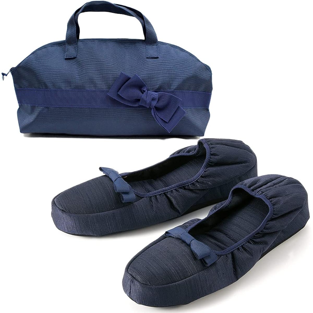 [Kirsch Blute] Kirsch Blute 3.5cm Heeled Portable Slippers Room Shoes Type [Navy] Grosgrain Mini Ribbon KS35C-NS20