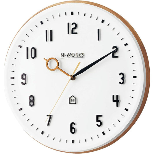 Interform Wall Clock Kempi CL-3931 White Black Wood Sweep Movement