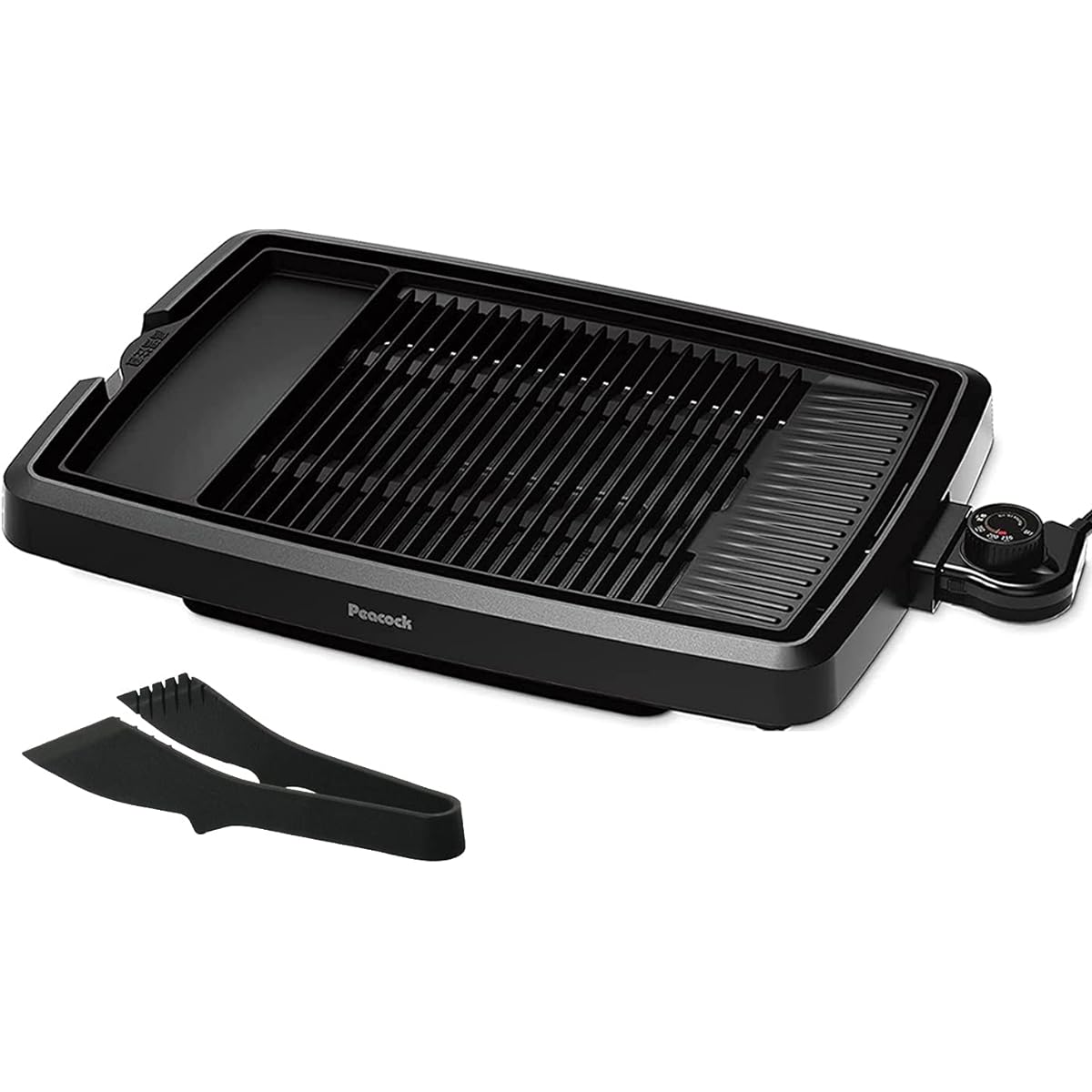 Peacock Thermos Industry Co., Ltd. Yakiniku Plate [WEB Limited Tong Set] Meat Grill Yakiniku Seafood Skewers Tabletop Electric Yakiniku Hot Plate Black WY-D120T B