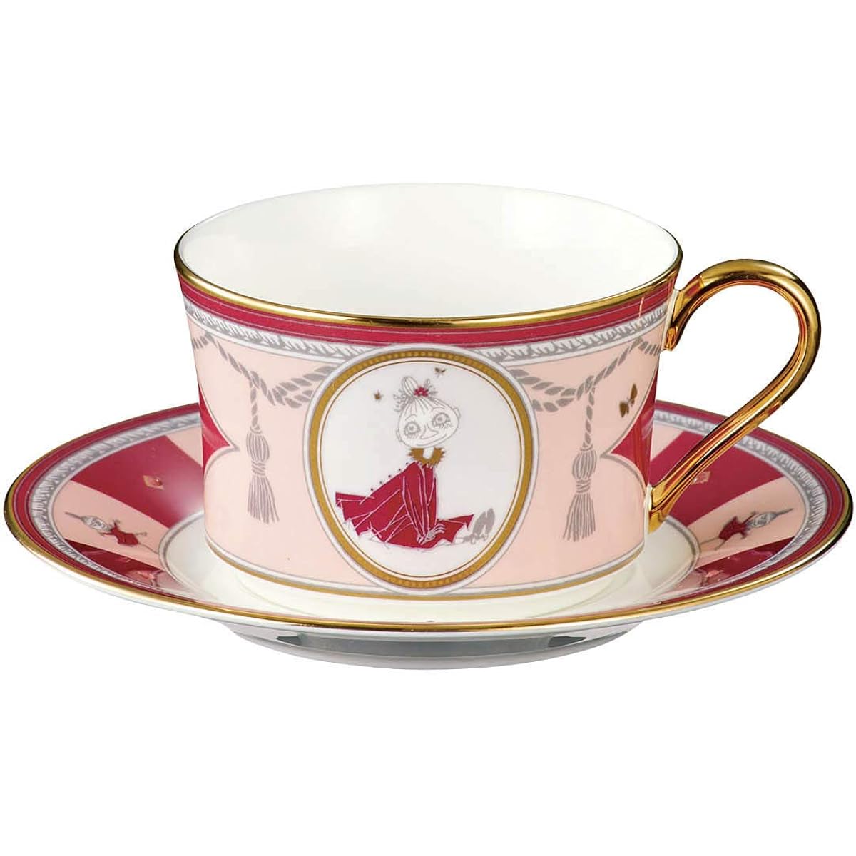 Noritake Cup & Saucer (Coffee Tea) 245cc Moomin Moominvalley Summer Festival 1 Guest Red Bone China TG93686/N-092L