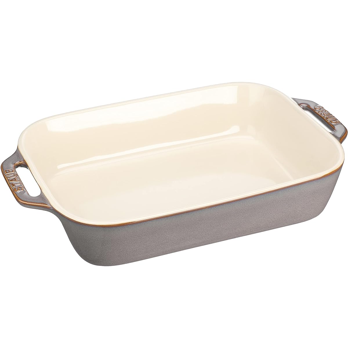 staub "Rectangular Dish Antique Gray 27 x 20cm" Ceramic Gratin Dish Oven Microwave Safe [Authorized Japanese Product] Dish 40511-884
