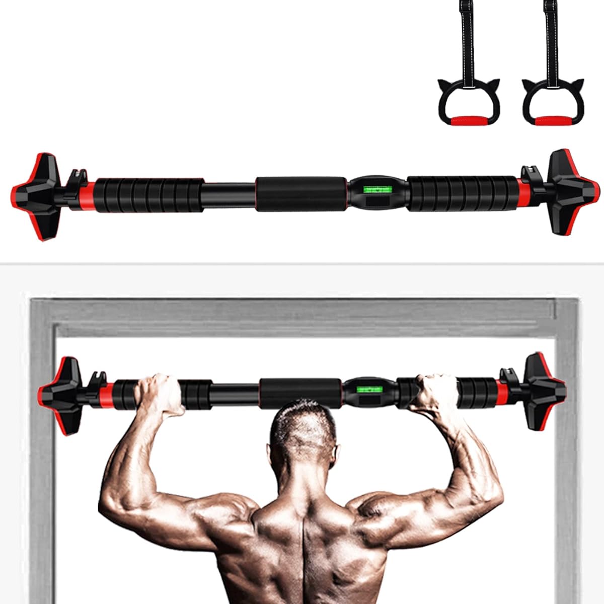 WellDay Pull Up Bar, Chin Up Rod, Door Gym, Chin Up Stand, Steel Rod Ring, No Screws, No Need to Drill Holes, Takes Up Space, Strength Training Supplies, Legs, Back, Chest Muscles, Abdoms, Biceps,