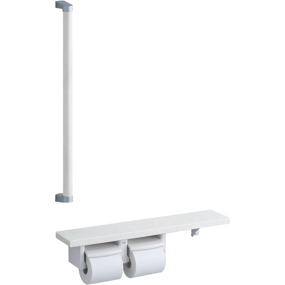 TOTO Natural Wood Handrail 61 Series with Paper Roller Shelf Width 60cm White YHB61FLC#NW1 (Handrail and Shelf Separated)