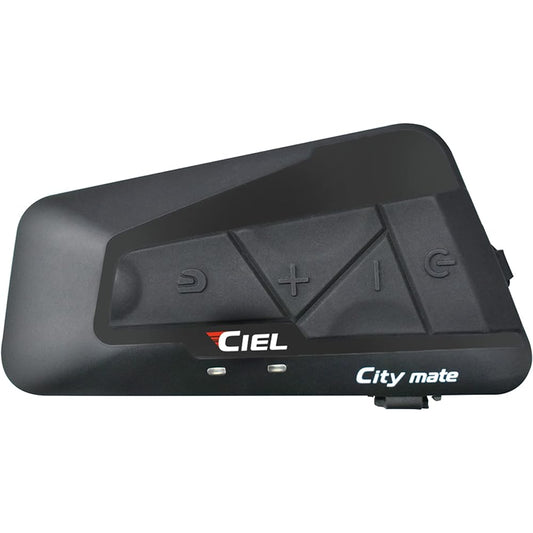 CIEL Citymate Solid Black Bluetooth Intercom for Motorcycles, Two People Can Call at the Same Time, Music, Navigation, and Telephone Response, Large Adhesive Mount Included, CL-T10-BL