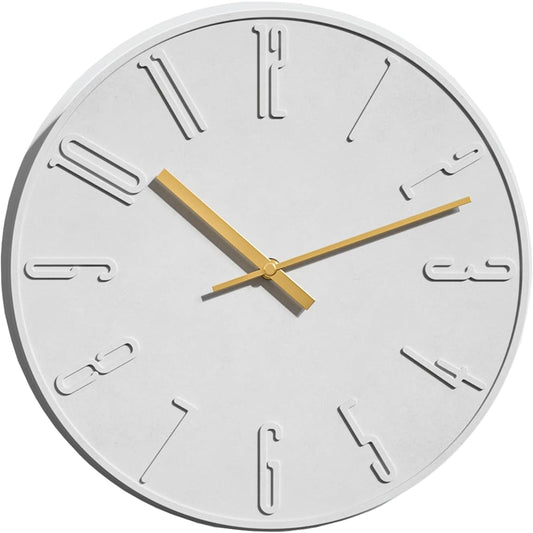 TAHITICA Wall Clock, Made of Cement, Continuous Second Hand, Quiet, Curved Wall Clock, Wall Clock, Simple, Modern, Scandinavian, 30CM, Room Decoration, Living Room, Interior, Housewarming Gift, Stylish, Analog, Hook Included…