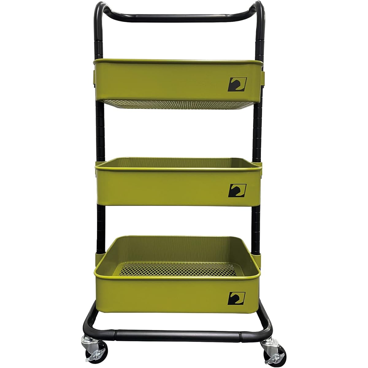 SIGNET Storage Shelf Height Adjustable Mobile Rack Three Tier Steel Rack with Casters OD Color 54168 Yellow Green