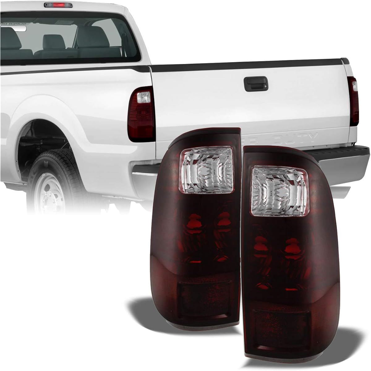 FORD F250/F350/F450 Super Duty OE Replacement Black Tint Tail Light Driver/Rear Lamp Pair