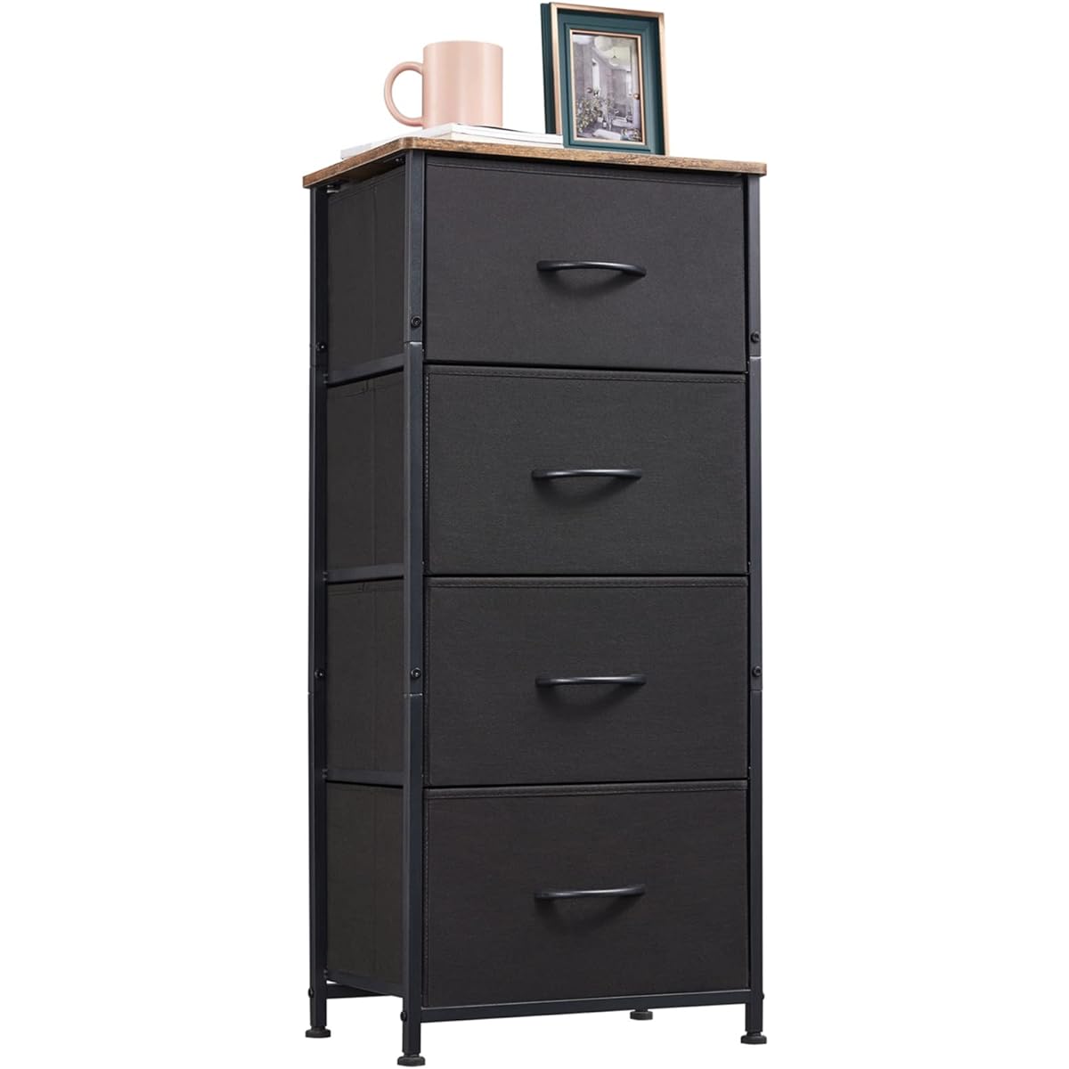 Somdot Chest Chest, Drawer, Clothes, Width 40, Depth 30, Height 93, Fabric Stylish Chest, Dressing Room, Clothes Storage, Living Room, Side, Bedroom, Fall Prevention, Living Alone, 4 Tiers, Black