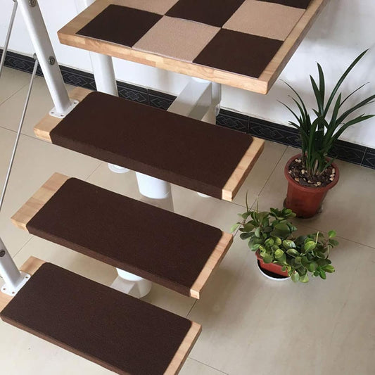 YMR Stair Mat, Anti-Slip Step Mat, Prevents Slip, Foldable, For Stairs, Soundproof, Indoor Mat, Stylish, Stairs 60 x 22 cm, 15 Pieces, Washable, Adsorption Type, Stair Cushion, Plain, Suitable for All Seasons (Brown)