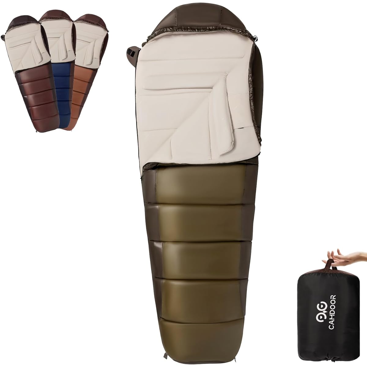 Mummy Sleeping Bag for Winter (Shoulder Warmer Included, 230T Waterproof) Sleeping Bag, For Winter, Camdoor Mummy Sleeping Bag, For Autumn and Winter, 4.0 lbs (1.8 kg), Total Weight: 4.0 lbs (18 kg),