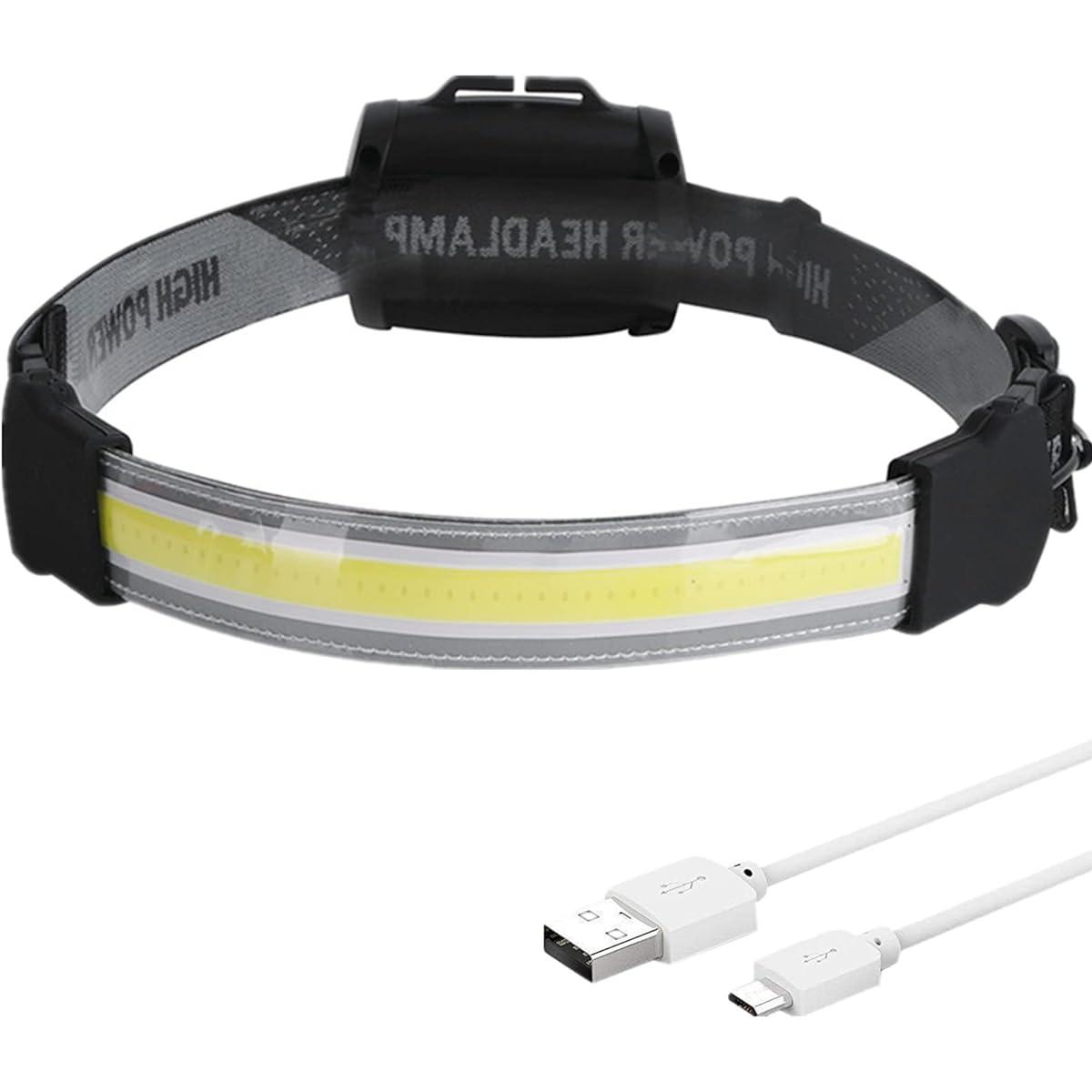 LED Headlamp, 2000 Lumens Rechargeable COB Headlight 220° Wide Angle Lightweight Headlamp, 3 Modes, Built-in Battery, Flash Mode, Waterproof Head Torch for Camping Hiking Outdoor Auto Repair, Emergency, Daily Use