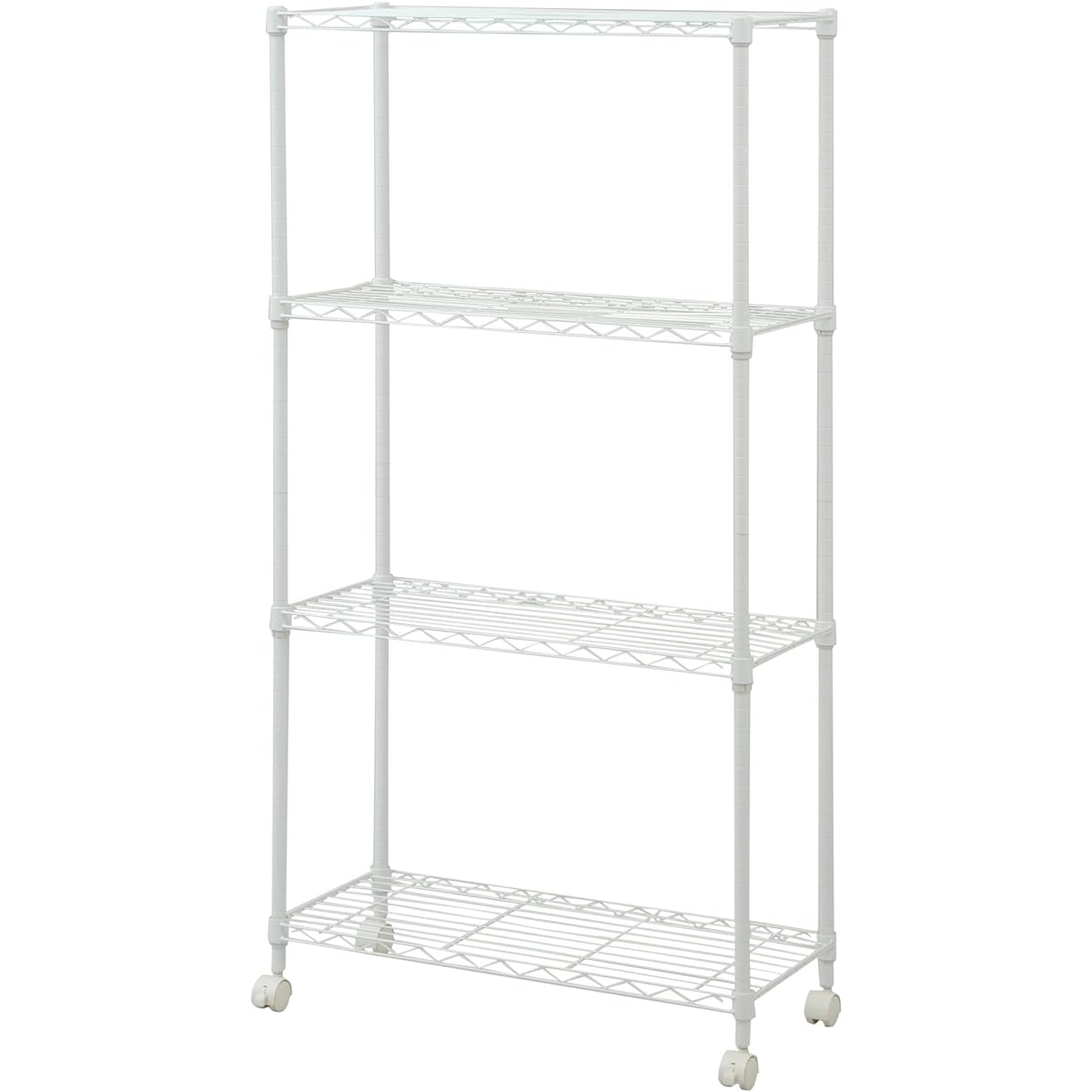 YAMAZEN Slim Metal Shelf White (70 Width Shelves) with Casters 4 Tiers Steel RS-14734CJH(WH)